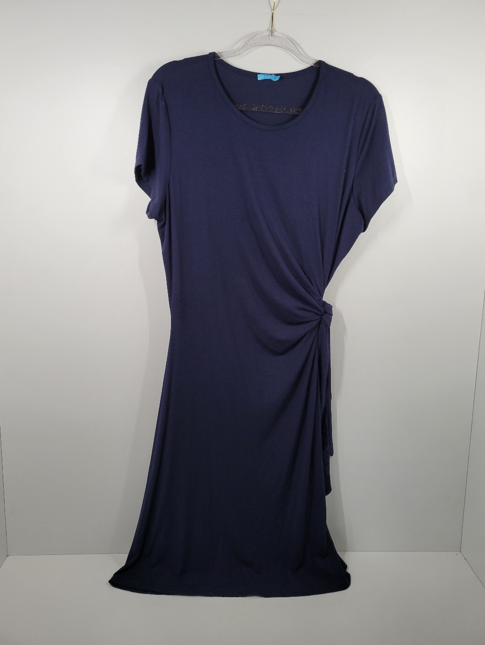 J. McLaughlin Navy Blue Short Sleeve Stretch Knee Length Dress Size XL
